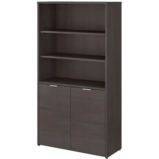 Bush Business Furniture Bookcases<Jamestown 66.12"H 5-Shelf Bookcase with Adjustable Shelves, Storm Gray Laminated Wood (JTB136SG)
