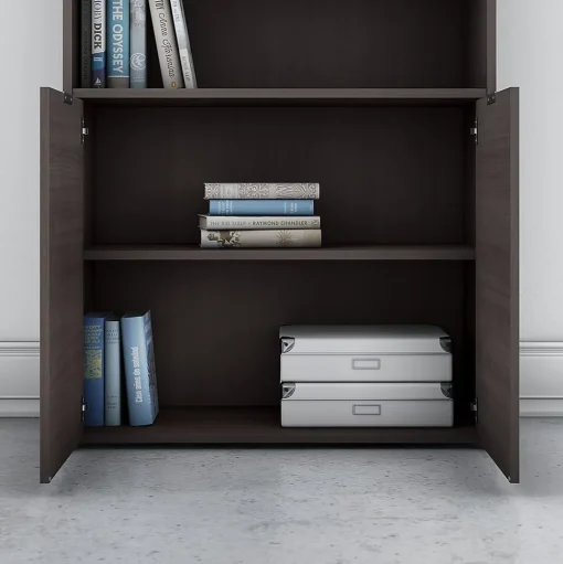 Bush Business Furniture Bookcases<Jamestown 66.12"H 5-Shelf Bookcase with Adjustable Shelves, Storm Gray Laminated Wood (JTB136SG)