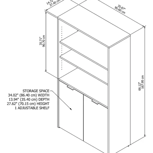 Bush Business Furniture Bookcases<Jamestown 66.12"H 5-Shelf Bookcase with Adjustable Shelves, Storm Gray Laminated Wood (JTB136SG)