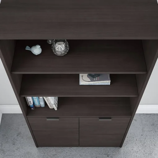 Bush Business Furniture Bookcases<Jamestown 66.12"H 5-Shelf Bookcase with Adjustable Shelves, Storm Gray Laminated Wood (JTB136SG)