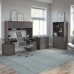 Bush Business Furniture Bookcases<Jamestown 66.12"H 5-Shelf Bookcase with Adjustable Shelves, Storm Gray Laminated Wood (JTB136SG)