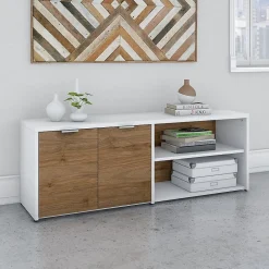 Bush Business Furniture Storage Cabinets<Jamestown 21.2" Low Storage Cabinet with 4 Shelves, Fresh Walnut/White (JTS160FWWH)