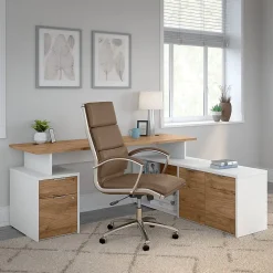Bush Business Furniture Storage Cabinets<Jamestown 21.2" Low Storage Cabinet with 4 Shelves, Fresh Walnut/White (JTS160FWWH)