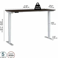 Bush Business Furniture Standing Desks<Move 40 Series 72"W Electric Height Adjustable Standing Desk, Mocha Cherry/Cool Gray (M4S7230MRSK)