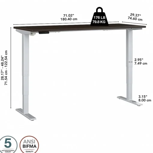 Bush Business Furniture Standing Desks<Move 40 Series 72"W Electric Height Adjustable Standing Desk, Mocha Cherry/Cool Gray (M4S7230MRSK)