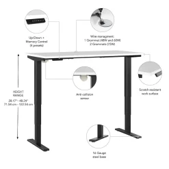 Bush Business Furniture Standing Desks<Move 40 Series 48"W Electric Height Adjustable Standing Desk, White/Black (M4S4824WHBK)