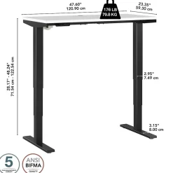 Bush Business Furniture Standing Desks<Move 40 Series 48"W Electric Height Adjustable Standing Desk, White/Black (M4S4824WHBK)