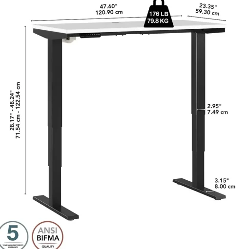 Bush Business Furniture Standing Desks<Move 40 Series 48"W Electric Height Adjustable Standing Desk, White/Black (M4S4824WHBK)