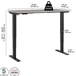 Bush Business Furniture Standing Desks<Move 40 Series 60"W Electric Height Adjustable Standing Desk, Platinum Gray/Black (M4S6030PGBK)