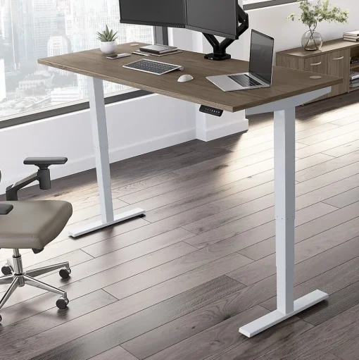 Bush Business Furniture Standing Desks<Move 40 Series 72"W Electric Height Adjustable Standing Desk, Modern Hickory/Cool Gray (M4S7230MHSK)