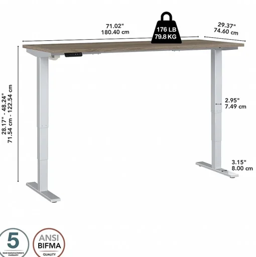 Bush Business Furniture Standing Desks<Move 40 Series 72"W Electric Height Adjustable Standing Desk, Modern Hickory/Cool Gray (M4S7230MHSK)