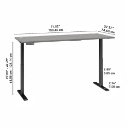 Bush Business Furniture Standing Desks<Move 60 Series 72"W Electric Height Adjustable Standing Desk, Platinum Gray/Black (M6S7230PGBK)