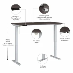 Bush Business Furniture Standing Desks<Move 40 Series 60W Electric Height Adjustable Standing Desk, Storm Gray/Cool Gray Metallic (M4S6030SGSK)