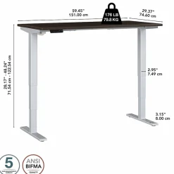 Bush Business Furniture Standing Desks<Move 40 Series 60"W Electric Height Adjustable Standing Desk, Mocha Cherry/Cool Gray (M4S6030MRSK)