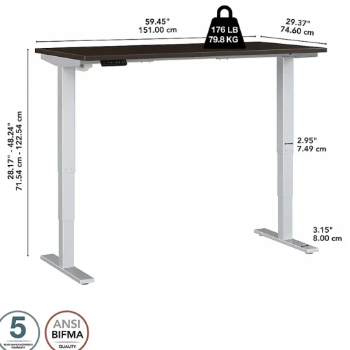 Bush Business Furniture Standing Desks<Move 40 Series 60"W Electric Height Adjustable Standing Desk, Mocha Cherry/Cool Gray (M4S6030MRSK)