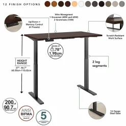 Bush Business Furniture Standing Desks<Move 60 Series 60"W Electric Height Adjustable Standing Desk, Mocha Cherry (M6S6030MRBK)