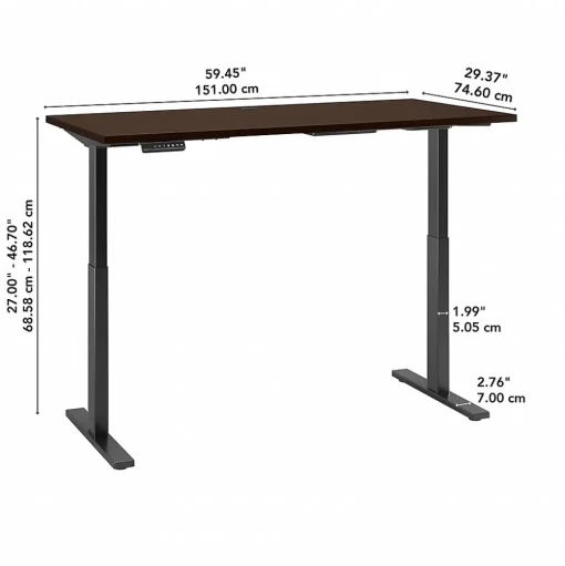 Bush Business Furniture Standing Desks<Move 60 Series 60"W Electric Height Adjustable Standing Desk, Mocha Cherry (M6S6030MRBK)
