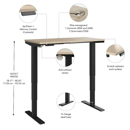 Bush Business Furniture Standing Desks<Move 40 Series 48"W Electric Adjustable Standing Desk, (M4S4824NEBK)