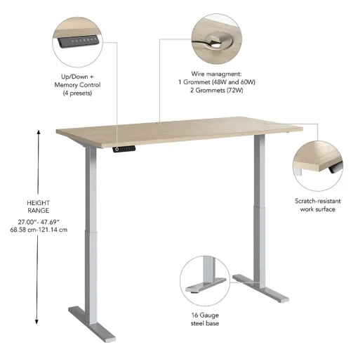 Bush Business Furniture Standing Desks<Move 60 Series 60"W Electric Adjustable Standing Desk, (M6S6030NESK)