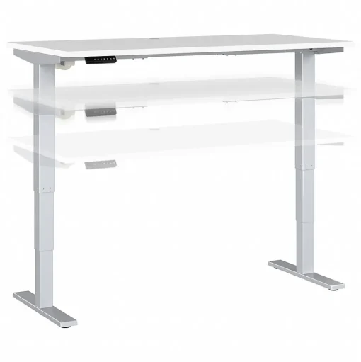 Bush Business Furniture Standing Desks<Move 40 Series 60"W Electric Height Adjustable Standing Desk, White/Cool Gray Metallic (M4S6030WHSK)