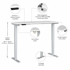 Bush Business Furniture Standing Desks<Move 40 Series 60"W Electric Height Adjustable Standing Desk, White/Cool Gray Metallic (M4S6030WHSK)