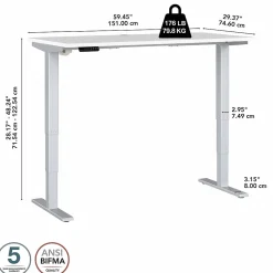 Bush Business Furniture Standing Desks<Move 40 Series 60"W Electric Height Adjustable Standing Desk, White/Cool Gray Metallic (M4S6030WHSK)