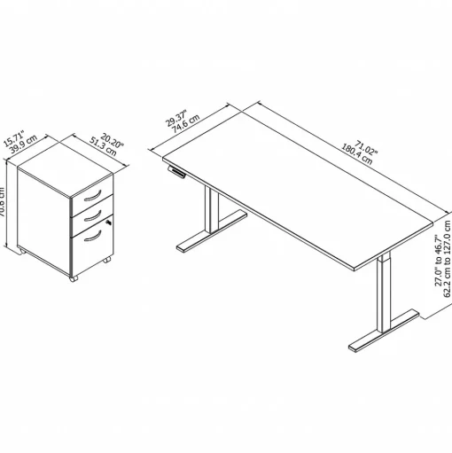 Bush Business Furniture Standing Desks<Move 60 Series 72"W Electric Height Adj Standing Desk w/ Storage, Storm Gray/Black Powder (M6S006SGSU)