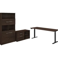 Bush Business Furniture Standing Desks<Office 500 72"W Adjustable Desk with Storage and Bookcase, (OF5006BWSU)