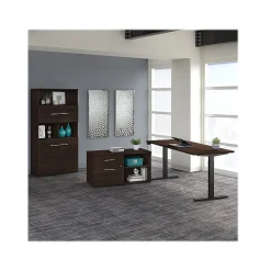 Bush Business Furniture Standing Desks<Office 500 72"W Adjustable Desk with Storage and Bookcase, (OF5006BWSU)