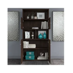 Bush Business Furniture Standing Desks<Office 500 72"W Adjustable Desk with Storage and Bookcase, (OF5006BWSU)