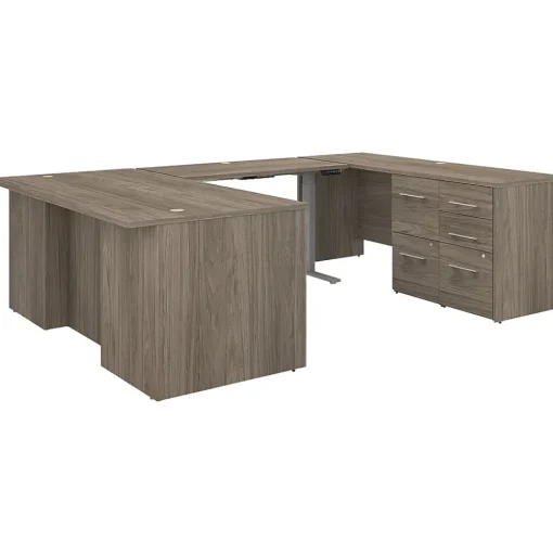 Bush Business Furniture Standing Desks<Office 500 72"W Adjustable U-Shaped Executive Desk with Drawers, (OF5005MHSU)