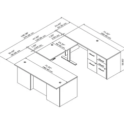 Bush Business Furniture Standing Desks<Office 500 72"W Adjustable U-Shaped Executive Desk with Drawers, (OF5005MHSU)