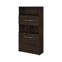 Bush Business Furniture Bookcases<Office 500 70"H 5-Shelf Bookcase with Doors, (OFB136BW)
