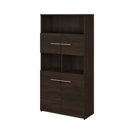Bush Business Furniture Bookcases<Office 500 70"H 5-Shelf Bookcase with Doors, (OFB136BW)