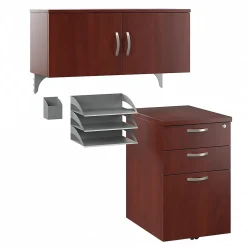Bush Business Furniture Storage Cabinets<Office in an Hour Cubicle Storage with Cabinet, Paper Tray, & Pencil Holder, Hansen Cherry (WC36490-03K)