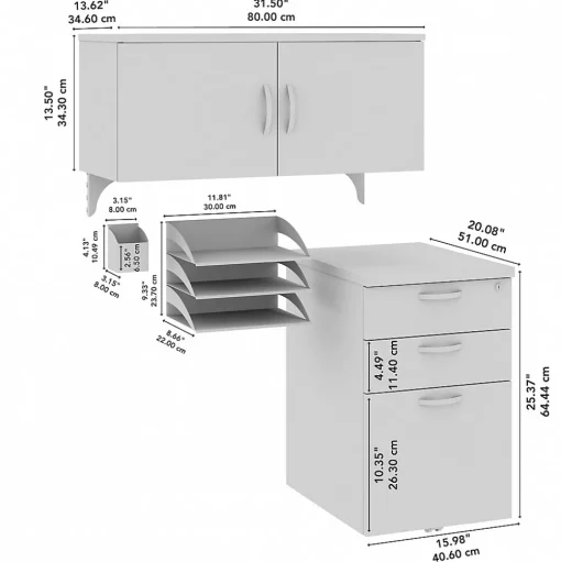 Bush Business Furniture Storage Cabinets<Office in an Hour Cubicle Storage with Cabinet, Paper Tray, & Pencil Holder, Hansen Cherry (WC36490-03K)