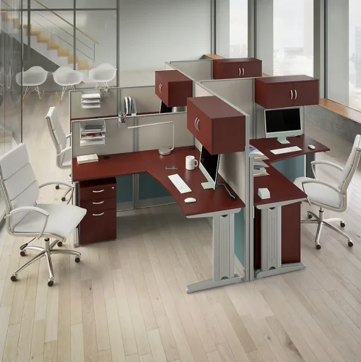 Bush Business Furniture Storage Cabinets<Office in an Hour Cubicle Storage with Cabinet, Paper Tray, & Pencil Holder, Hansen Cherry (WC36490-03K)