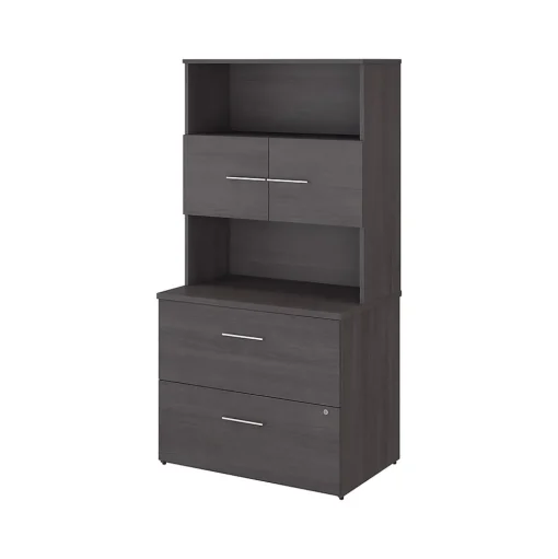 Bush Business Furniture File Cabinets<Office 500 2-Drawer Lateral File Cabinet with Hutch, Locking, Letter/Legal, (OF5007SGSU)