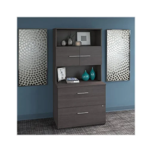 Bush Business Furniture File Cabinets<Office 500 2-Drawer Lateral File Cabinet with Hutch, Locking, Letter/Legal, (OF5007SGSU)