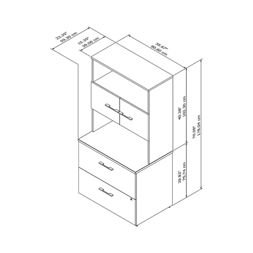 Bush Business Furniture File Cabinets<Office 500 2-Drawer Lateral File Cabinet with Hutch, Locking, Letter/Legal, (OF5007SGSU)