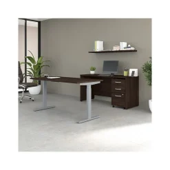 Bush Business Furniture Standing Desks<Studio C 60"W Electric Adjustable Standing Desk with Credenza and File, (STC017BWSU)