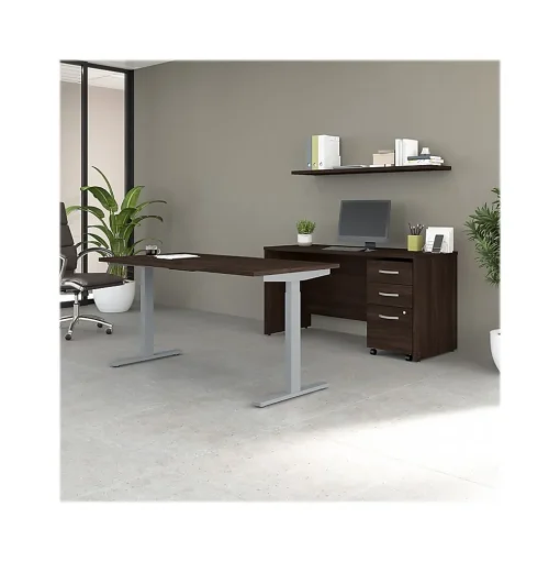 Bush Business Furniture Standing Desks<Studio C 60"W Electric Adjustable Standing Desk with Credenza and File, (STC017BWSU)