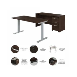 Bush Business Furniture Standing Desks<Studio C 60"W Electric Adjustable Standing Desk with Credenza and File, (STC017BWSU)