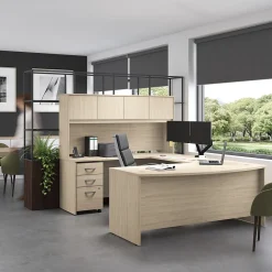 Bush Furniture Office Desks<Bush Business Furniture Studio C 72"W U Shaped Desk with Hutch and Mobile File Cabinet, Natural Elm (STC003NESU)