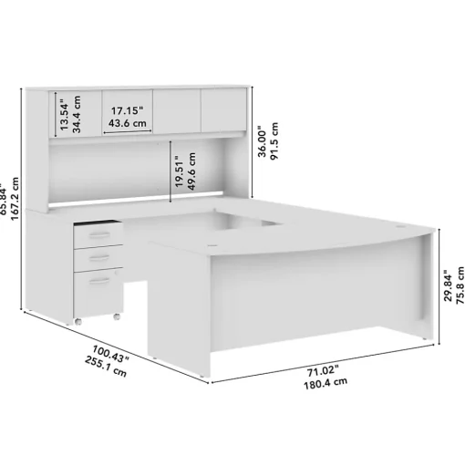 Bush Furniture Office Desks<Bush Business Furniture Studio C 72"W U Shaped Desk with Hutch and Mobile File Cabinet, Natural Elm (STC003NESU)