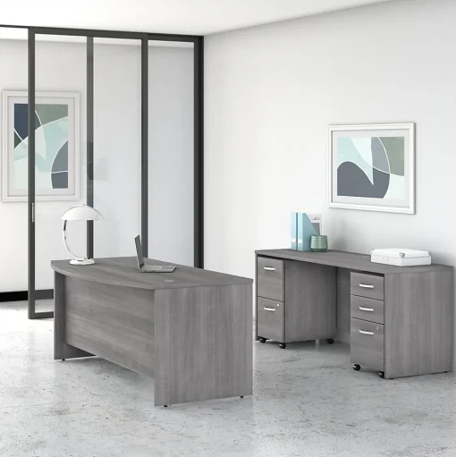Bush Business Furniture Office Desks<Studio C 72"W Bow Front Desk, (SCD172PG)
