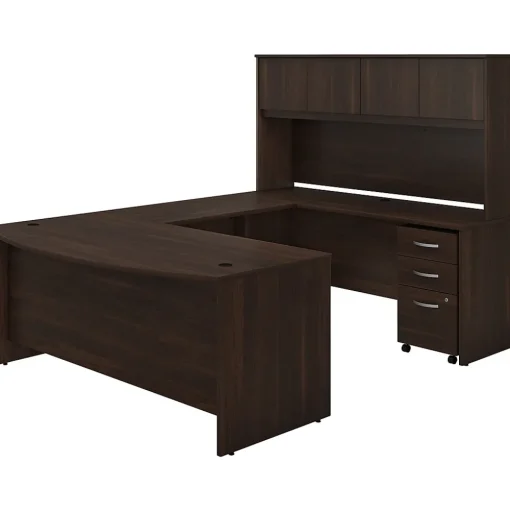 Bush Business Furniture Office Desks<Studio C 72"W U Shaped Desk with Hutch and Mobile File Cabinet, (STC003BWSU)