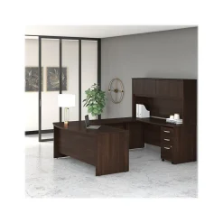 Bush Business Furniture Office Desks<Studio C 72"W U Shaped Desk with Hutch and Mobile File Cabinet, (STC003BWSU)