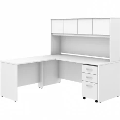 Bush Business Furniture Office Desks<Studio C 72"W L Shaped Desk with Hutch, Mobile File Cabinet and Return, (STC006WH)