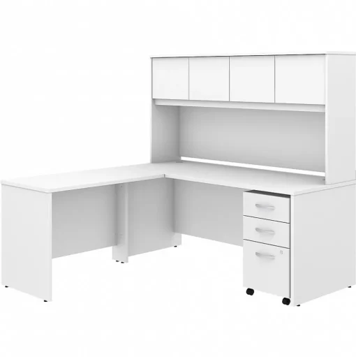 Bush Business Furniture Office Desks<Studio C 72"W L Shaped Desk with Hutch, Mobile File Cabinet and Return, (STC006WH)